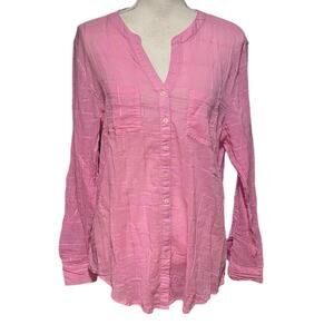 Carve Designs Pink Button-Front Long-Sleeve Dylan moorea gauze size large